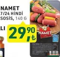 NAMET 7/24 HİNDİ SOSİS 140 G